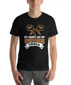 unisex staple short sleeve woodworking t-shirt black front