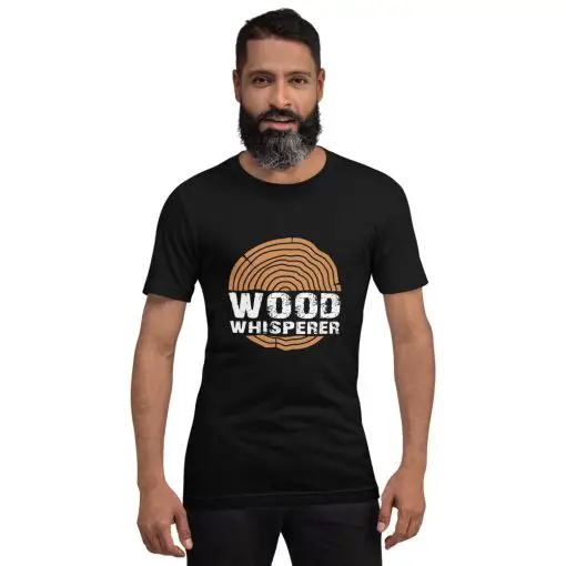 unisex staple short sleeve woodworking t-shirt black front