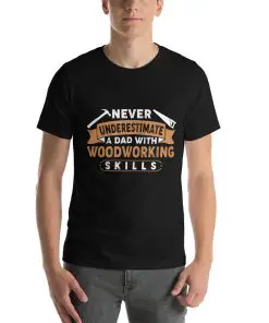 unisex staple woodworking t-shirt black front
