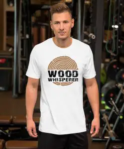 unisex staple short sleeve woodworking t-shirt white front