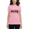 womens fashion fit woodworking T-shirt charity pink front