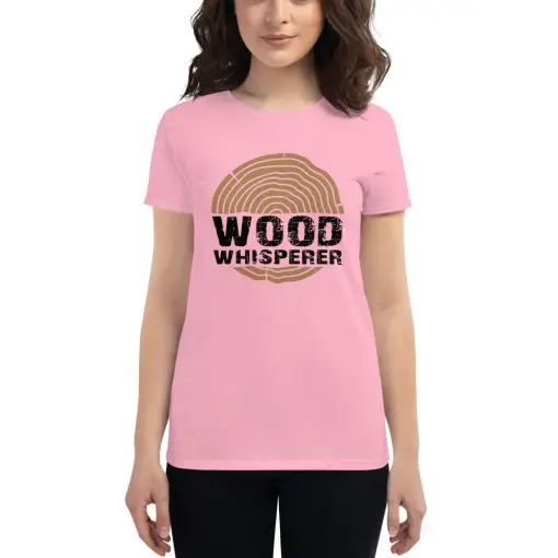 womens fashion fit woodworking T-shirt charity pink front