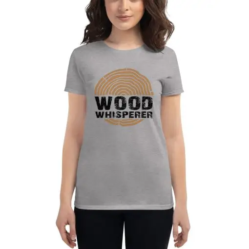 womens fashion fit woodworking T-shirt grey front