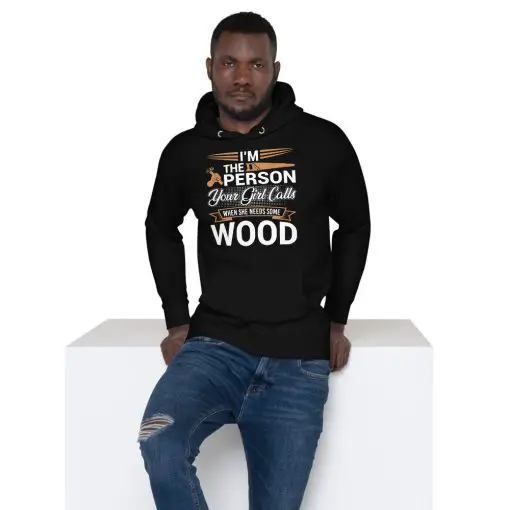 unisex premium hoodie black front- Customized woodworking Hoodie
