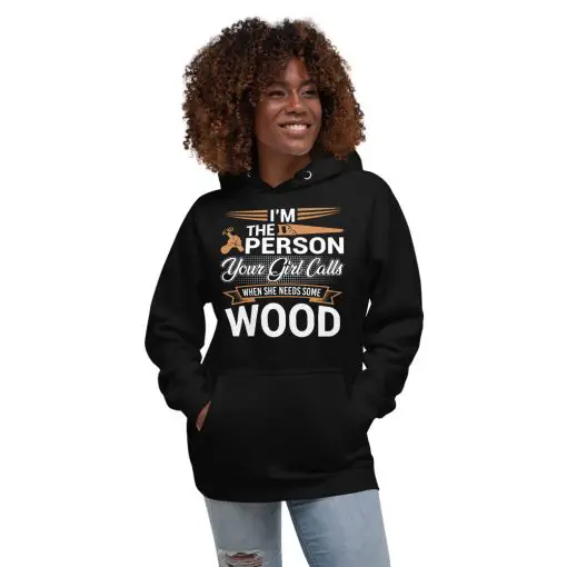 unisex premium hoodie black front- Customized wood Hoodie