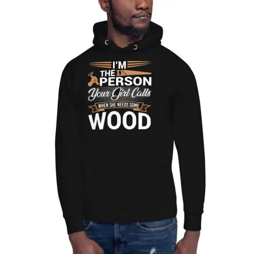 unisex premium hoodie black front- wood Hoodie
