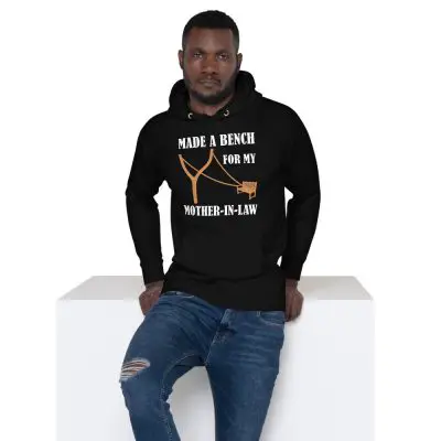 unisex premium hoodie black front- Made a bench for my mother-in-law - Unisex Hoodie